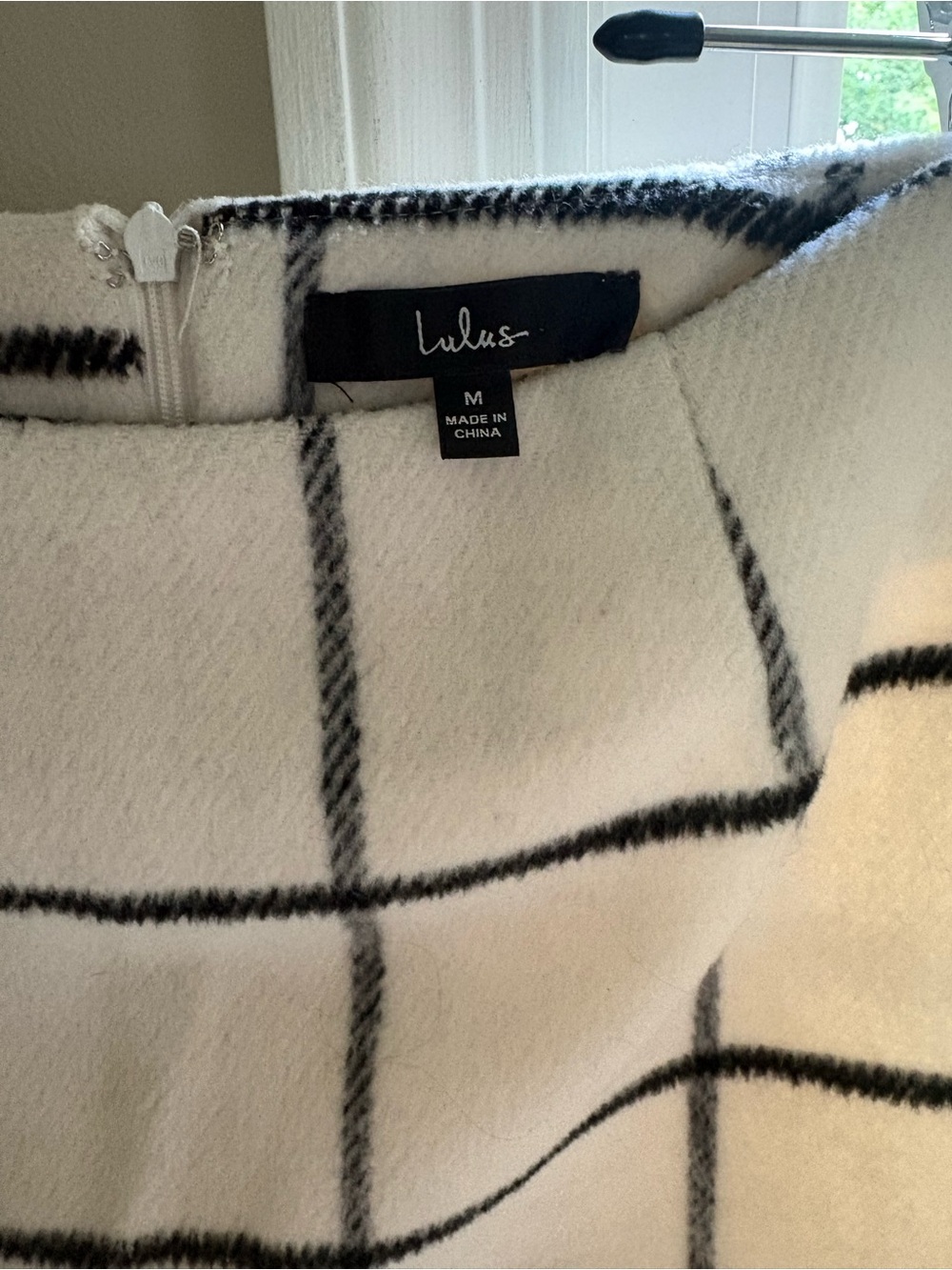 Lulu's Cream and Black Windowpane Mini Skirt